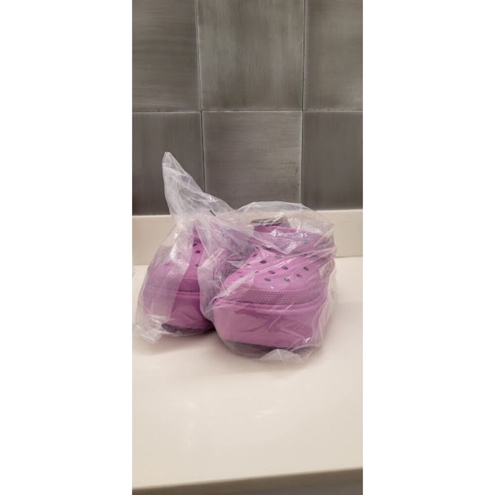 Crocs Platform Chunky Stomp Clogs Bubble Pink Purple Barney Ladies 9 BNWT - Picture 2 of 9